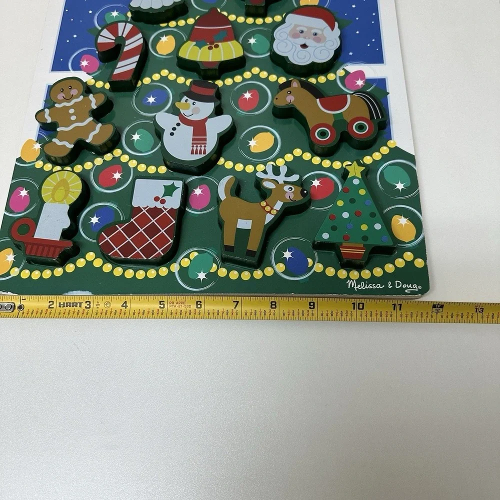 Melissa & Doug Christmas Tree Wooden Chunky Puzzle Kids 2+